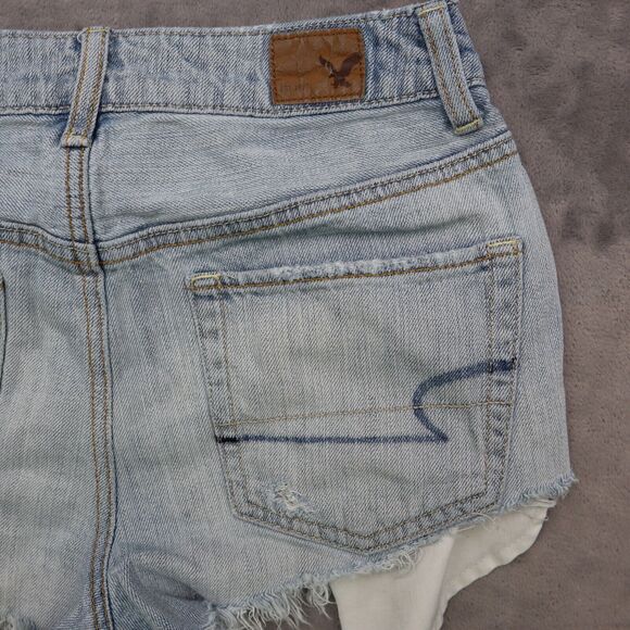 American Eagle Outfitters Shorts Womens 00 Blue High Rise Cut Off Distressed - Picture 10 of 12